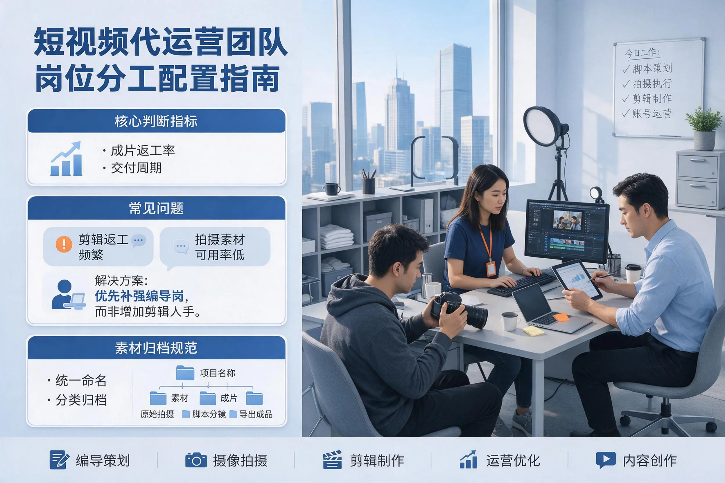 短视频代运营团队如何配置?天津企业岗位分工科普说明