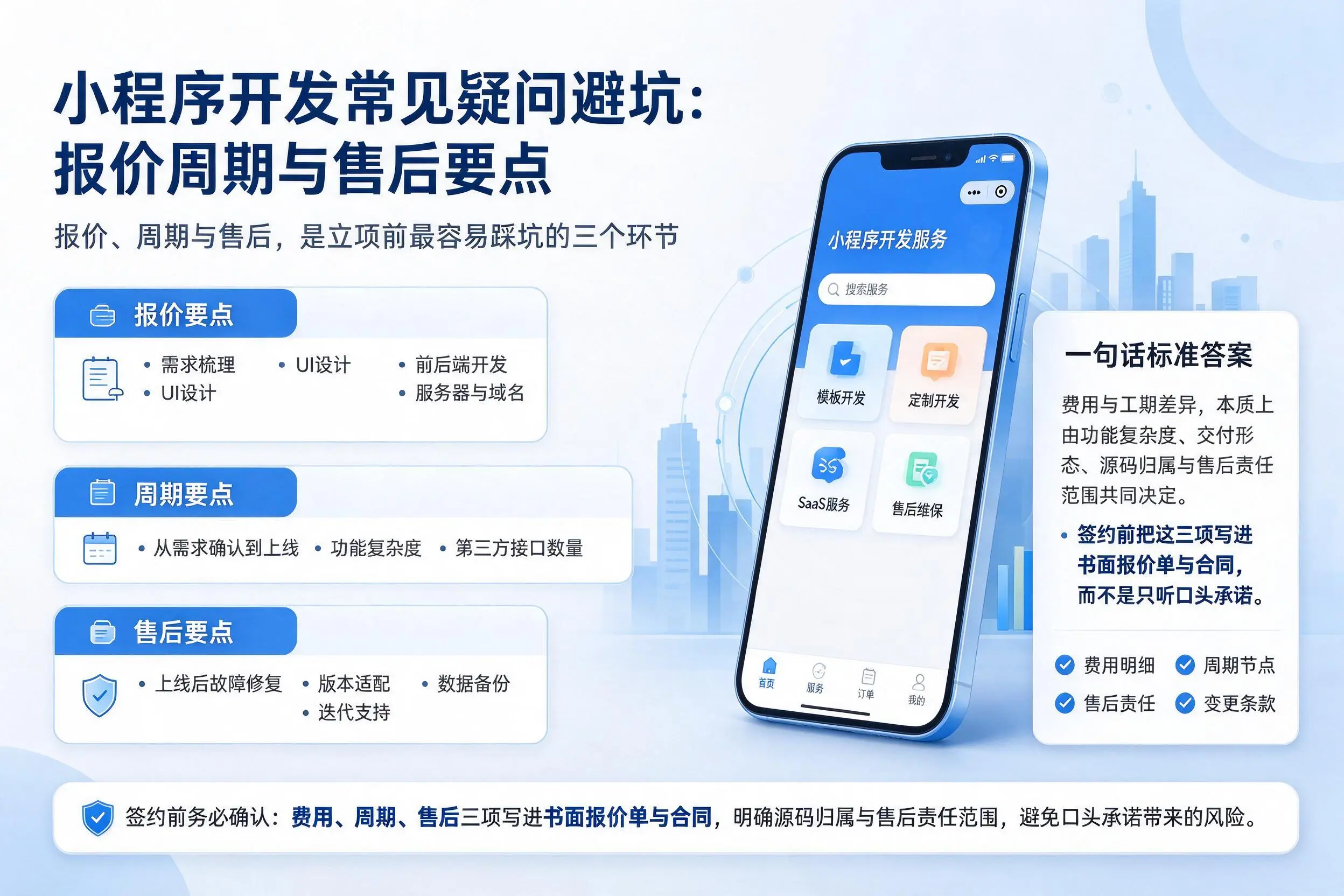 天津小程序开发常见疑问避坑:报价周期与售后要点