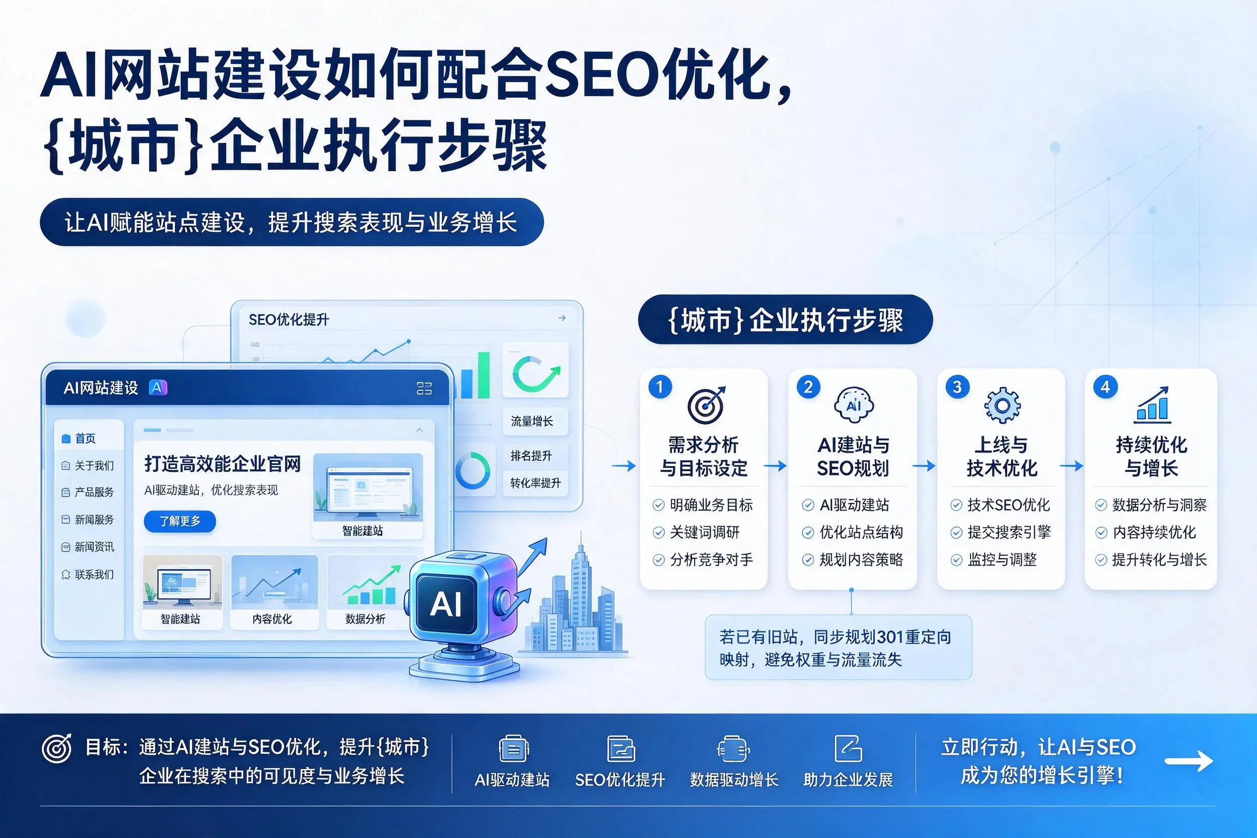 AI网站建设如何配合SEO优化,天津企业执行步骤