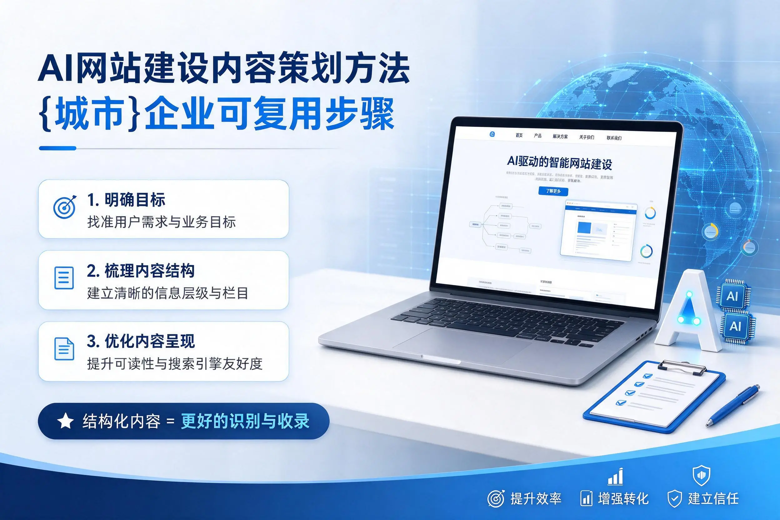 AI网站建设内容策划方法，天津企业可复用步骤
