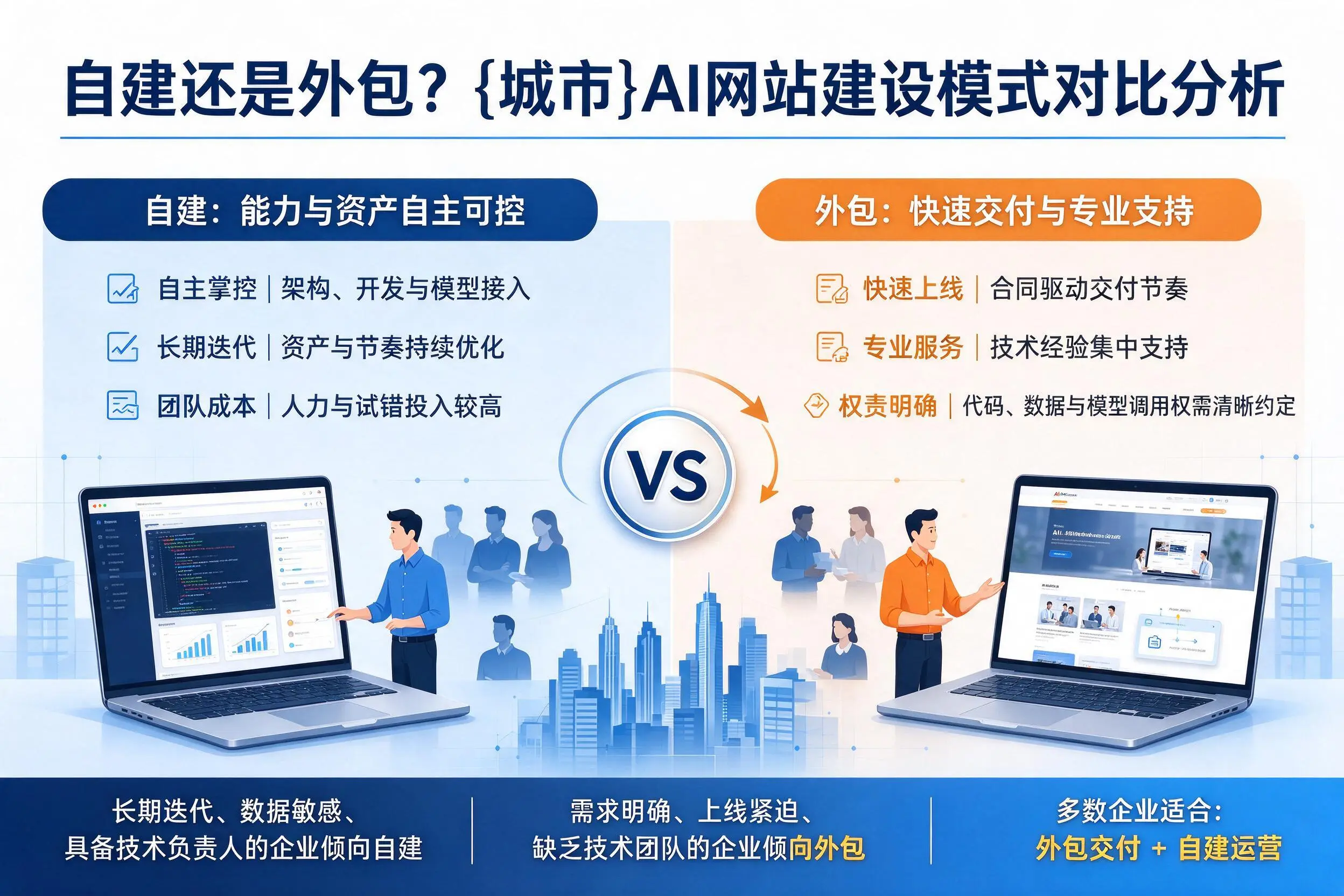 自建还是外包？天津AI网站建设模式对比分析