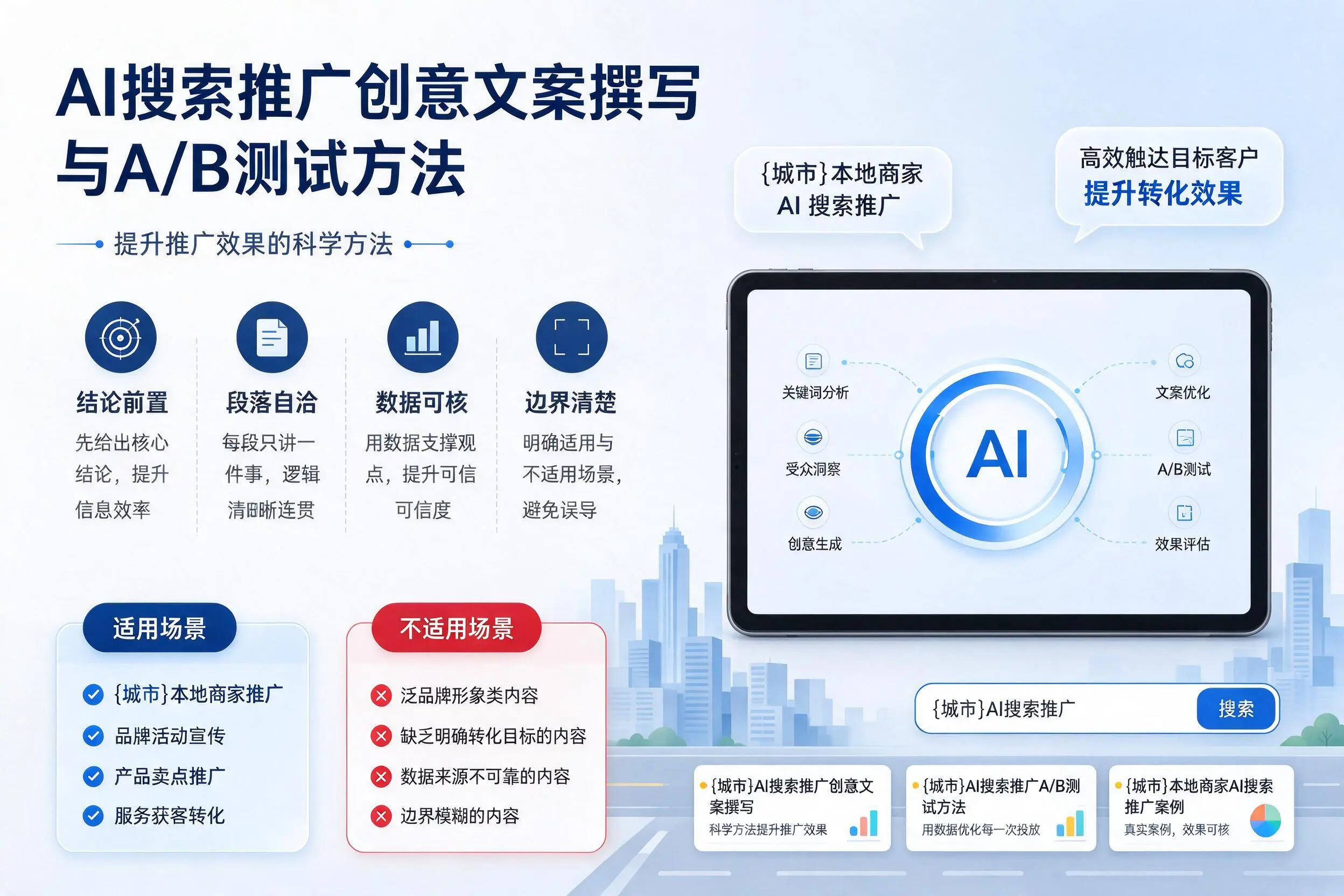 天津AI搜索推广创意文案撰写与A/B测试方法